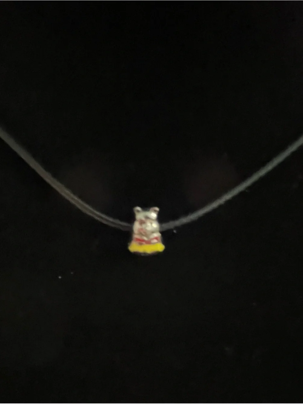 Cute 925  Silver Winnie the PoohBear charm Necklace with Red and Yellow Enamel